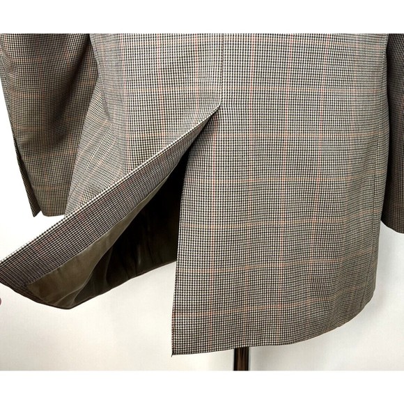 Tasso Elba Vitale Barberis Canonico Wool 2B Sport Coat Brown Plaid Mens 46L - Picture 6 of 12